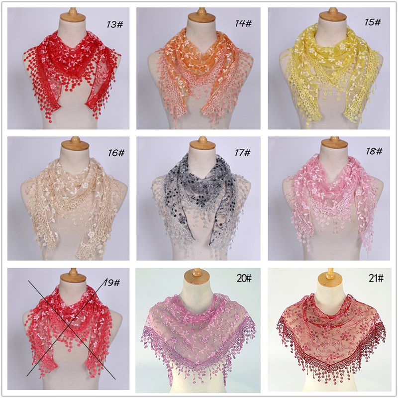 Spring And Autumn ral Lace Korean Edition Triangle Headcloth Classic Breathable Hollow Solid Color Scarf_voghion.com