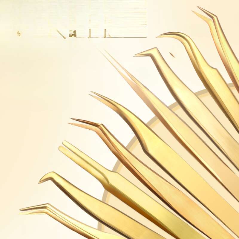 Valse wimperextensions Pincetten Cosmetische wimpers, Gouden veerkrullers,_voghion.com
