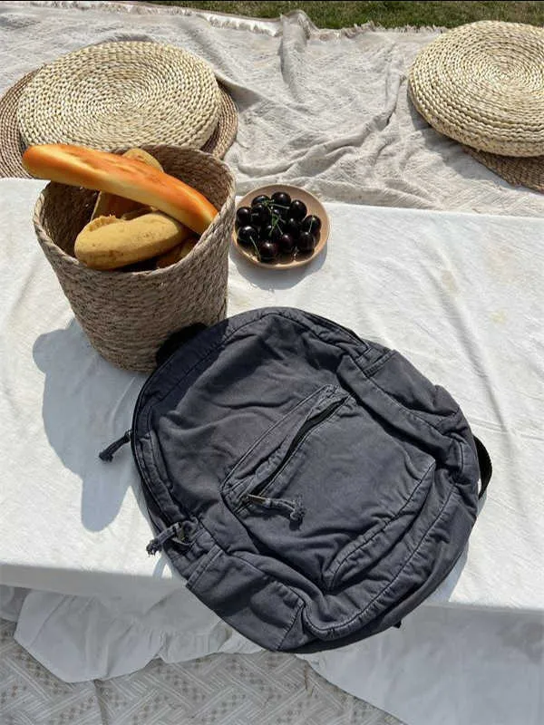 Vintage platneni ruksak za žene s patentnim zatvaračem, ležeran, srednjeg kapaciteta, u preppy stilu, ženski, Ba241031_voghion.com