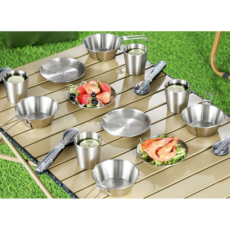 304 Outdoor Stainless Steel Tableware, Camping Equipment, Gift Set, Portable Travel Picnic_voghion.com