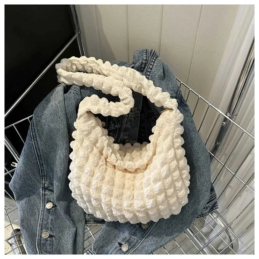 Umhängetasche mit Plissee-Design, Schulter- und Unterarmtasche, einfache Bettwäsche-Handtasche mit großem Fassungsvermögen, Y241025_voghion.com