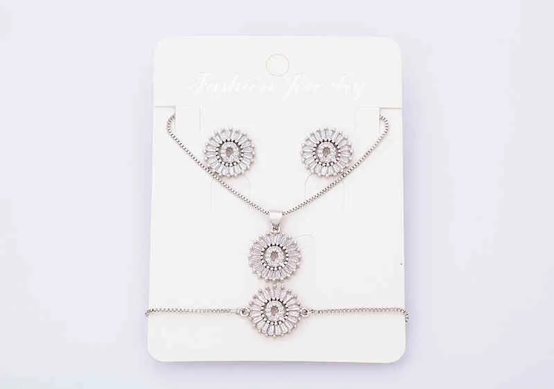 Charm Initial Necklace + Stud Earrings Bracelet Sets Jewelry Copper Zircon White Color A-z 26 Letters Alphabet_voghion.com