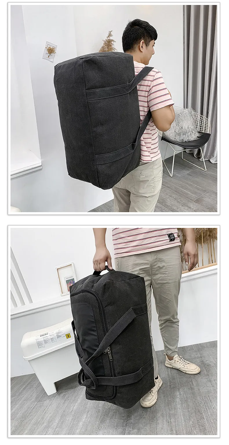 Canvas Travel Bag Durable Handbag Large Capacity Outdoor Sports Storage Lage Backpack Sac De Voyage_voghion.com