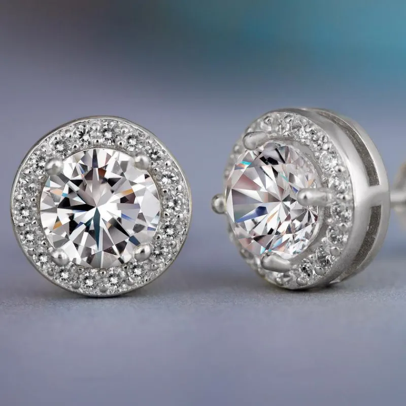 Cubic Zircon Dia Stud Earrings Charm Sier Gold Crystal Round Square Love Heart Ear Rings Engagement Wedding Gift For_voghion.com