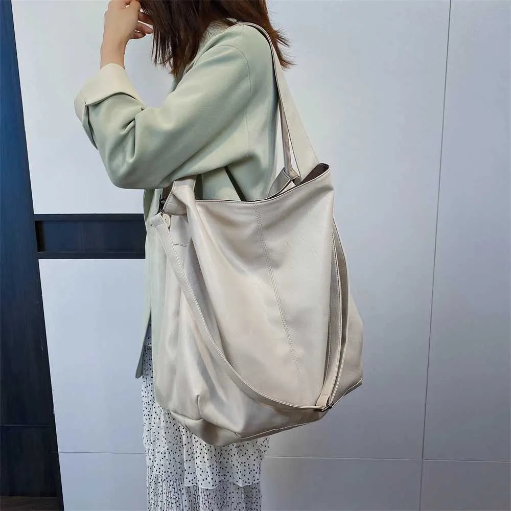 Moods Oversized Black Shoulder Bags per donna in morbida pelle, grande capacità, shopper tote, doppia tracolla, grande borsa a tracolla_voghion.com