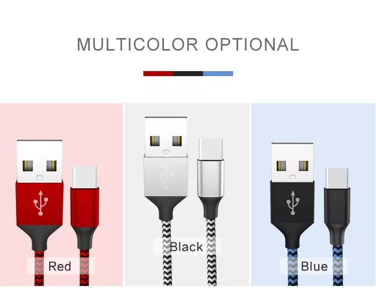5-Pack 3/6/10 Feet USB To Type-C Cable Fast Charger Charging Data Sync Cord_voghion.com