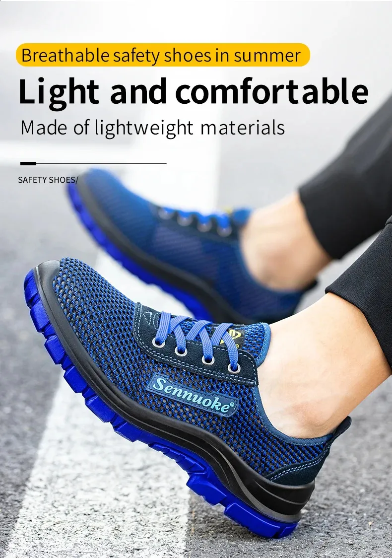 Chaussures pour hommes avec embouts en acier légers, adaptées aux travailleurs, sans besoin de transport, sécurité industrielle, tennis_voghion.com
