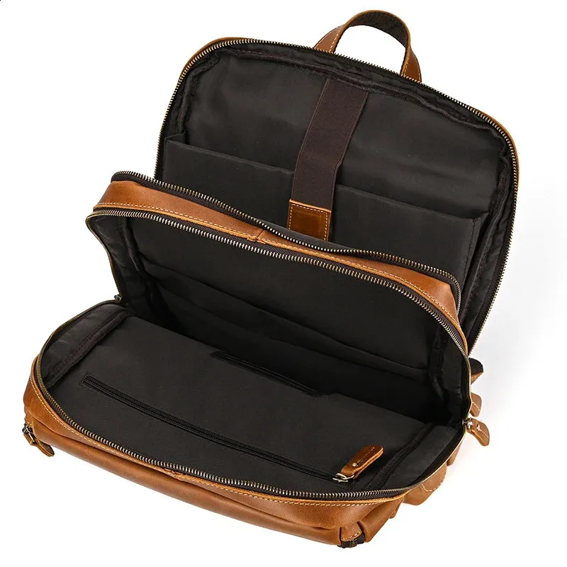 Mochila para portátil de 14" y 15,9" de piel auténtica para hombre, de piel de Caballo Loco, 240902_voghion.com
