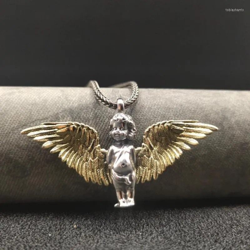 Collane con ciondolo alla moda, carine, color oro, a forma di piccolo angelo, unisex, tendenza, gioielli per feste e banchetti_voghion.com