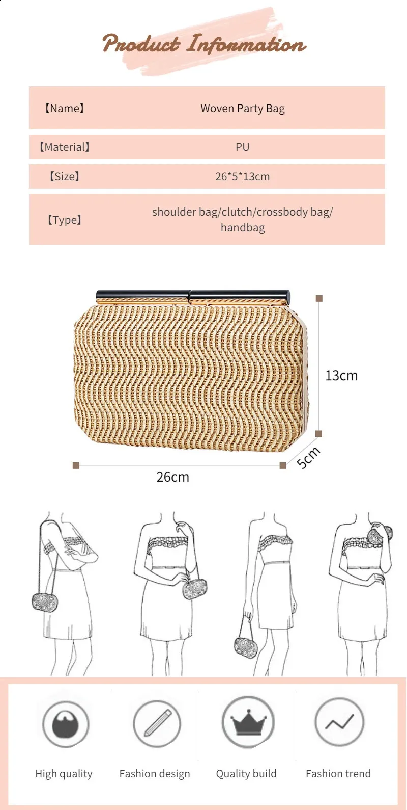 Rote Rattantasche für Damen Taschen Gewebte Clutch 2024 Strohgeldbörsen Umhängetasche Schultertasche Telefon Geldbörse Vintage Handtasche 240820_voghion.com