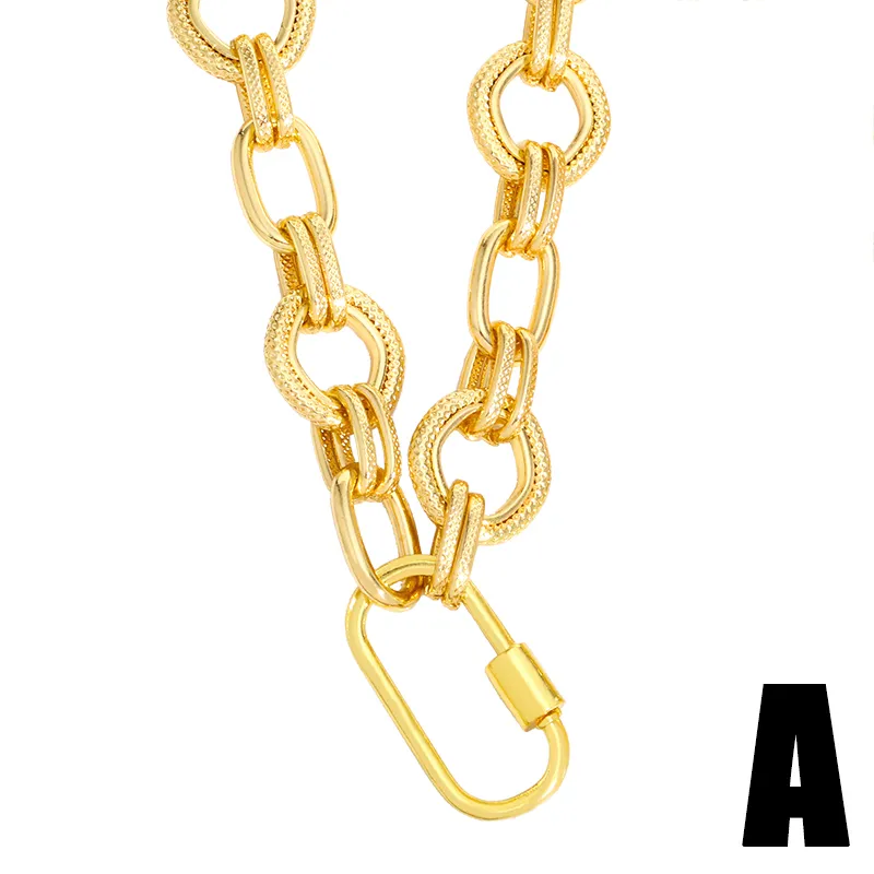 Collane con ciondolo FLOLA in oro massiccio con catena a maglie spesse e quadrate, per donne, girocollo cubano Miami, gioielli punk hip hop_voghion.com