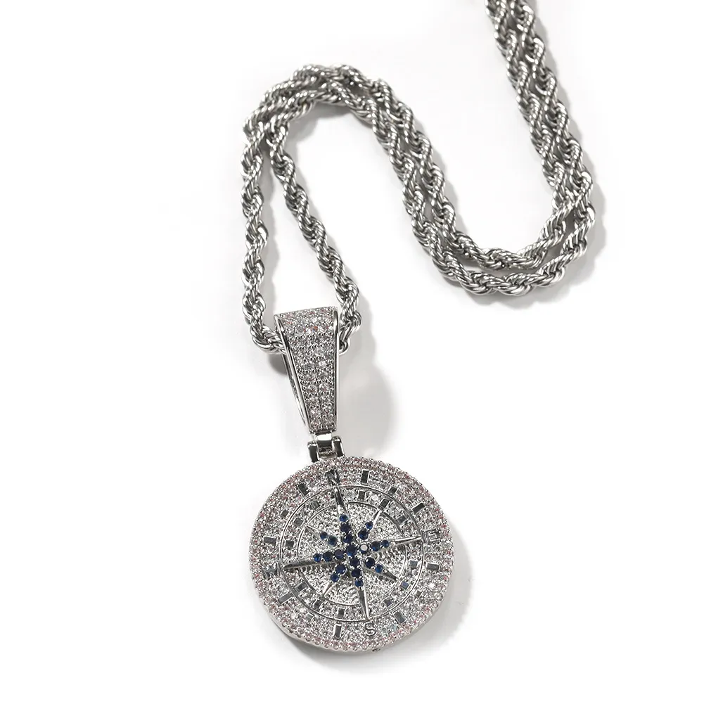 Collana con ciondolo a forma di capra con bussola retrò vintage hip hop, zircone 5A placcato oro vero, gioielli da uomo fantastici_voghion.com