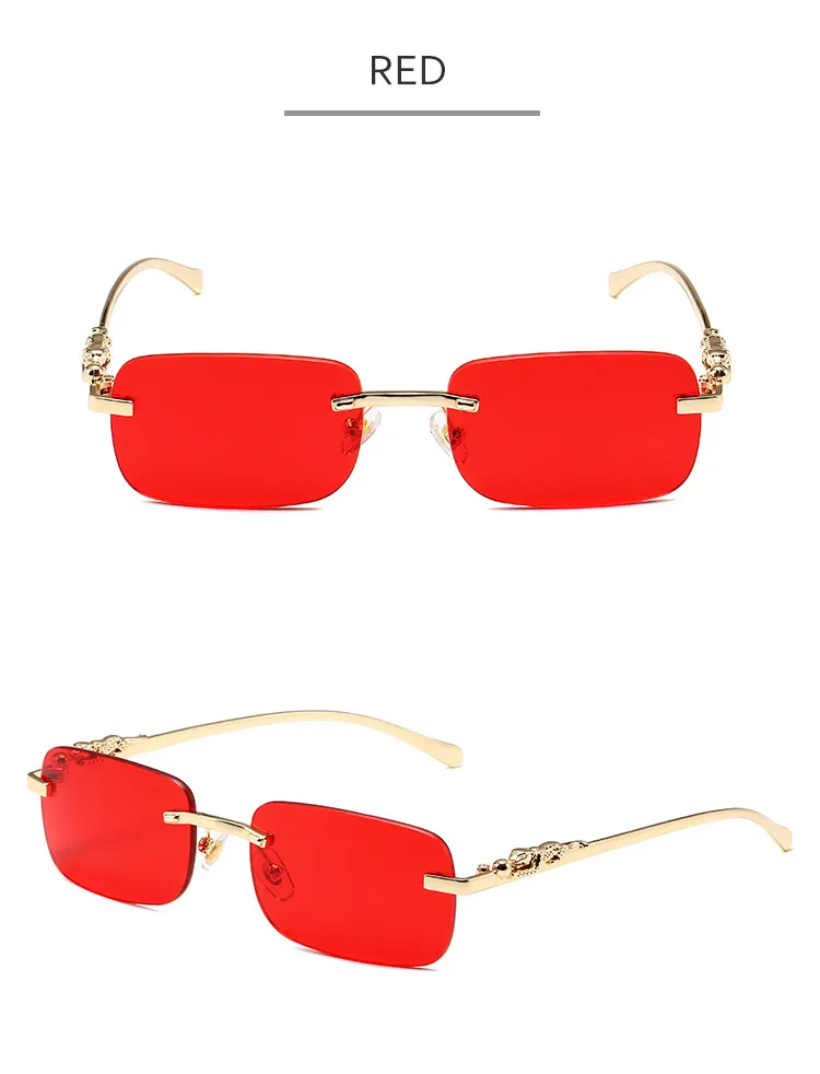 Vintage Sonnenbrille Eckig Rahmenlos Für Damen Und Herren_voghion.com
