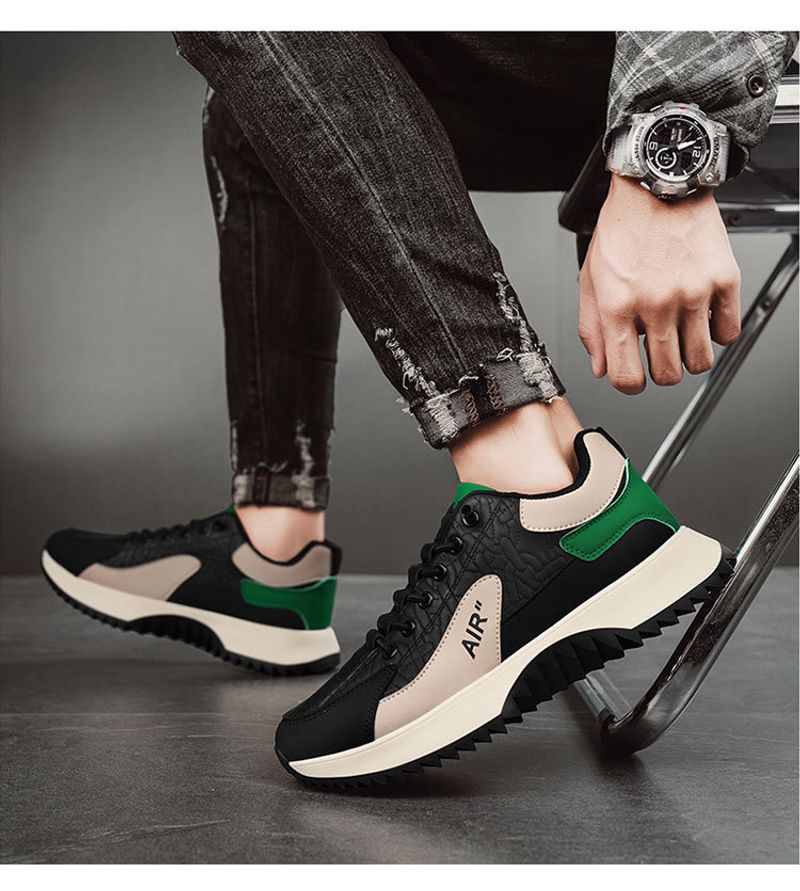 Atmungsaktive Sneakers Mode Dick gepolsterte Laufschuhe mit dicker Sohle Student Herrenschuhe_voghion.com