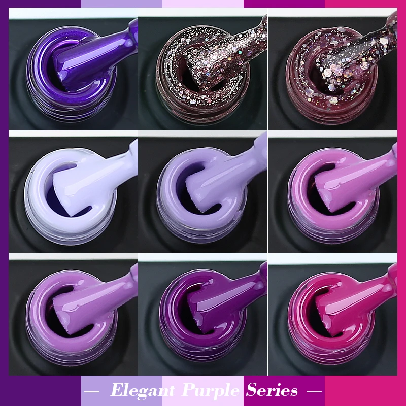 Parkson Purple Series Nail Gel Polish Soak Off UV LED Semi Permanent Color Gel DIY Nail Gel Varnish Base Top Coat Nail Art Gel_voghion.com