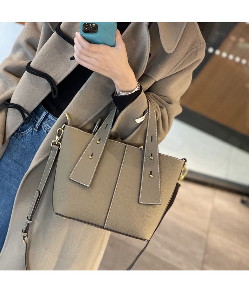 Große Kapazität aus echtem Leder Gemüsekorb Eimer Tasche Nische High-End-Umhängetasche Handtasche Frauen_voghion.com