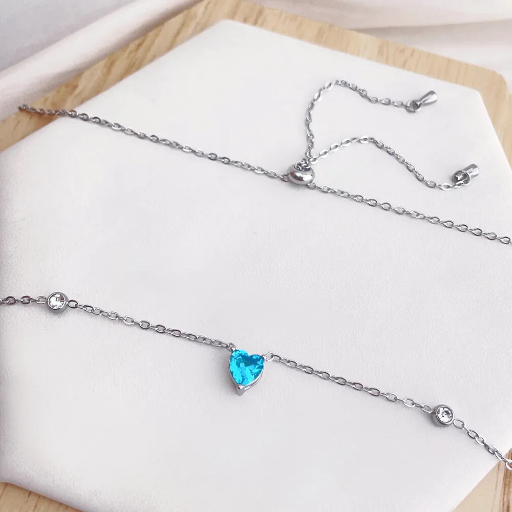 Colliers pendentifs en acier inoxydable couleur or avec cœur et strass pour femmes, bijoux tendance en cristal bleu_voghion.com