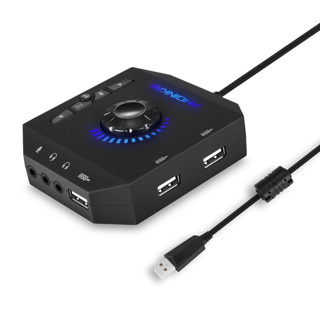 Placa de som USB profissional para computador, 7.1 canais, adaptador conversor de áudio, interface de áudio para PC e laptop._voghion.com