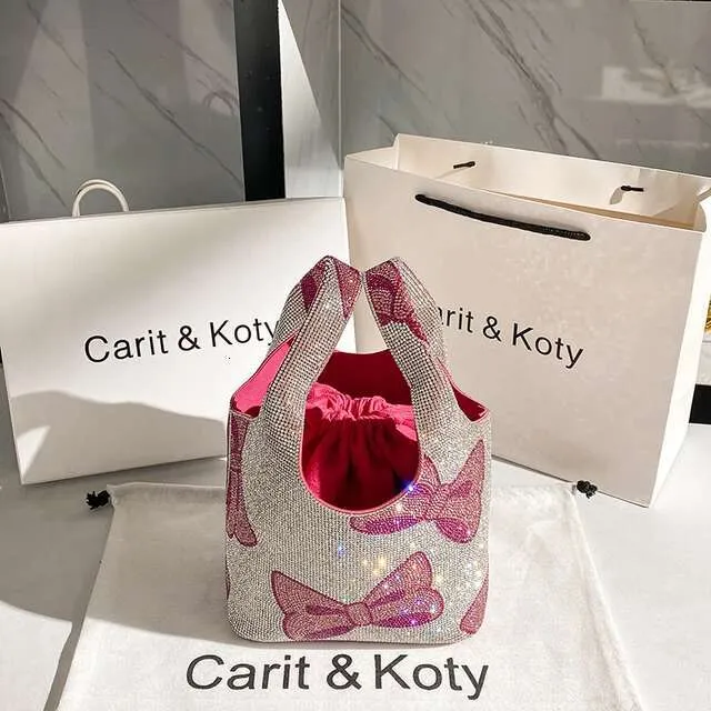 Borsa a tracolla da sera con stampa a fiocco con glitter e nodo, motivo a cartone animato, da donna_voghion.com