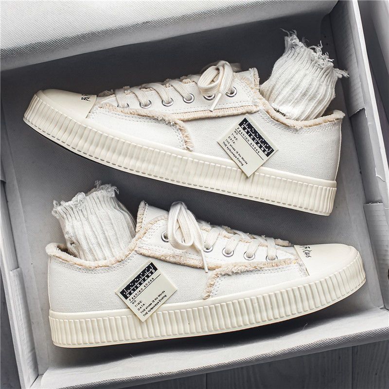 Tendenza primaverile maschile, scarpe da ginnastica versatili e casual in tela, design di nicchia, scarpe sportive con suola spessa, sito web del piccolo mendicante bianco,_voghion.com