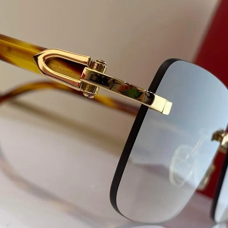 Occhiali da sole da donna retrò con montatura rettangolare e montatura dorata Carti da uomo in corno di bufalo, neri, grigi, trasparenti, UV400_voghion.com