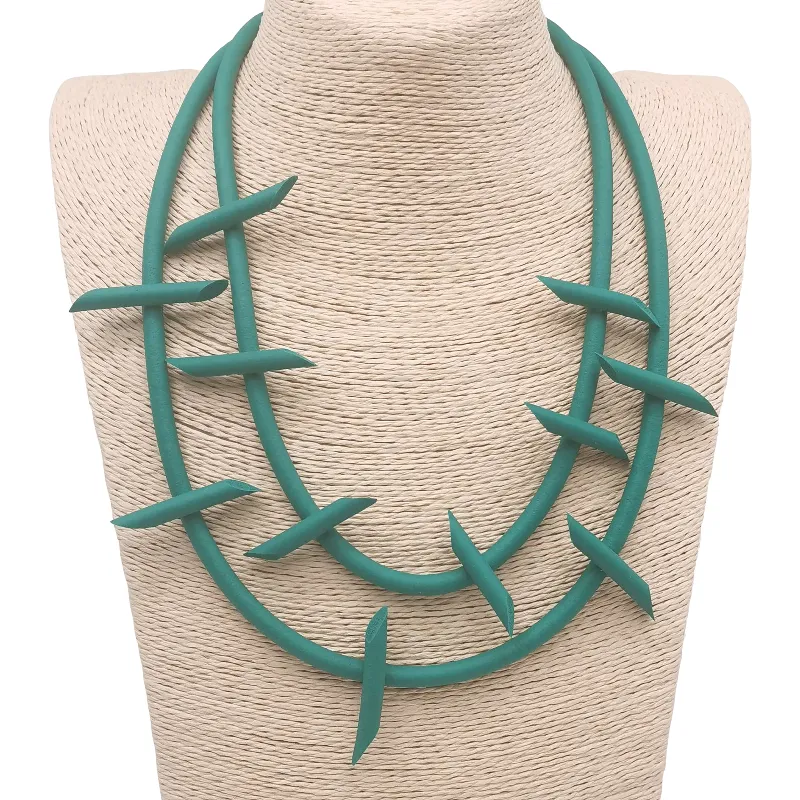 Catene Collana in gomma fatta a mano per le donne Boho Ciondoli Gotico Semplice catena Choker Moda coreana Gioielli fai da te a strati_voghion.com