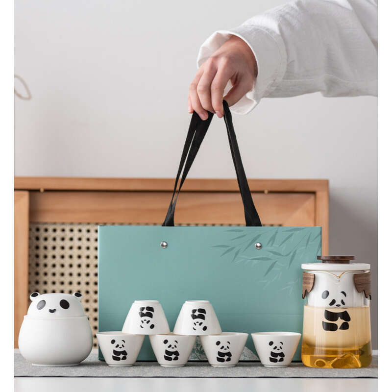 Panda Kung Fu Taass Tragbare Reeset, Dëppen, Schnell Gäscht Téi Taass, Héichwäerteg Geschäftsgeschenk_voghion.com