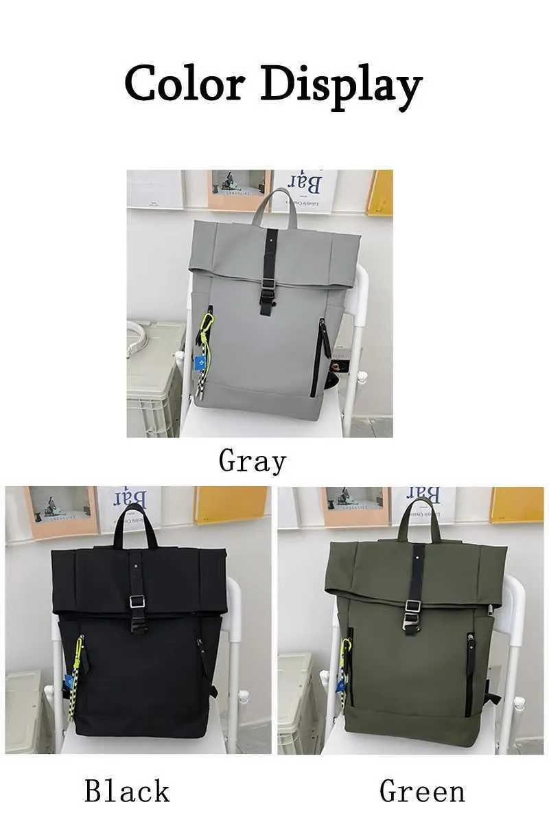 Damen Freizeit Großer Rucksack Männer Laptoptasche Ladys Nylon Roll Top Männlich Reisetasche Port Schulrucksäcke Für Teenager_voghion.com