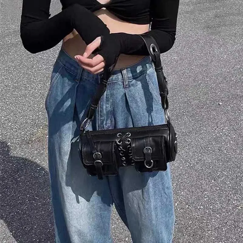 Borsa a tracolla stile punk donna borsa a spalla con catena y2k moda_voghion.com
