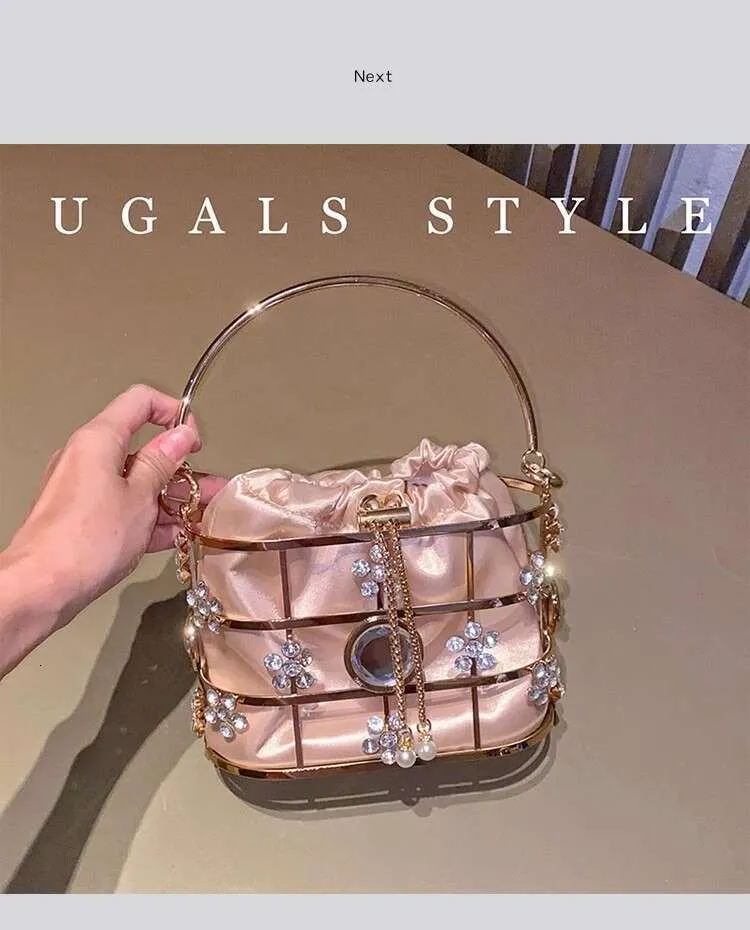 Moud Fraen Handtasche Hollow Out Metall Käfeg Glitter Glänzend Dias Owend Hochzäitsfeier Clutch Handtasche Schëllertasche Strooss_voghion.com