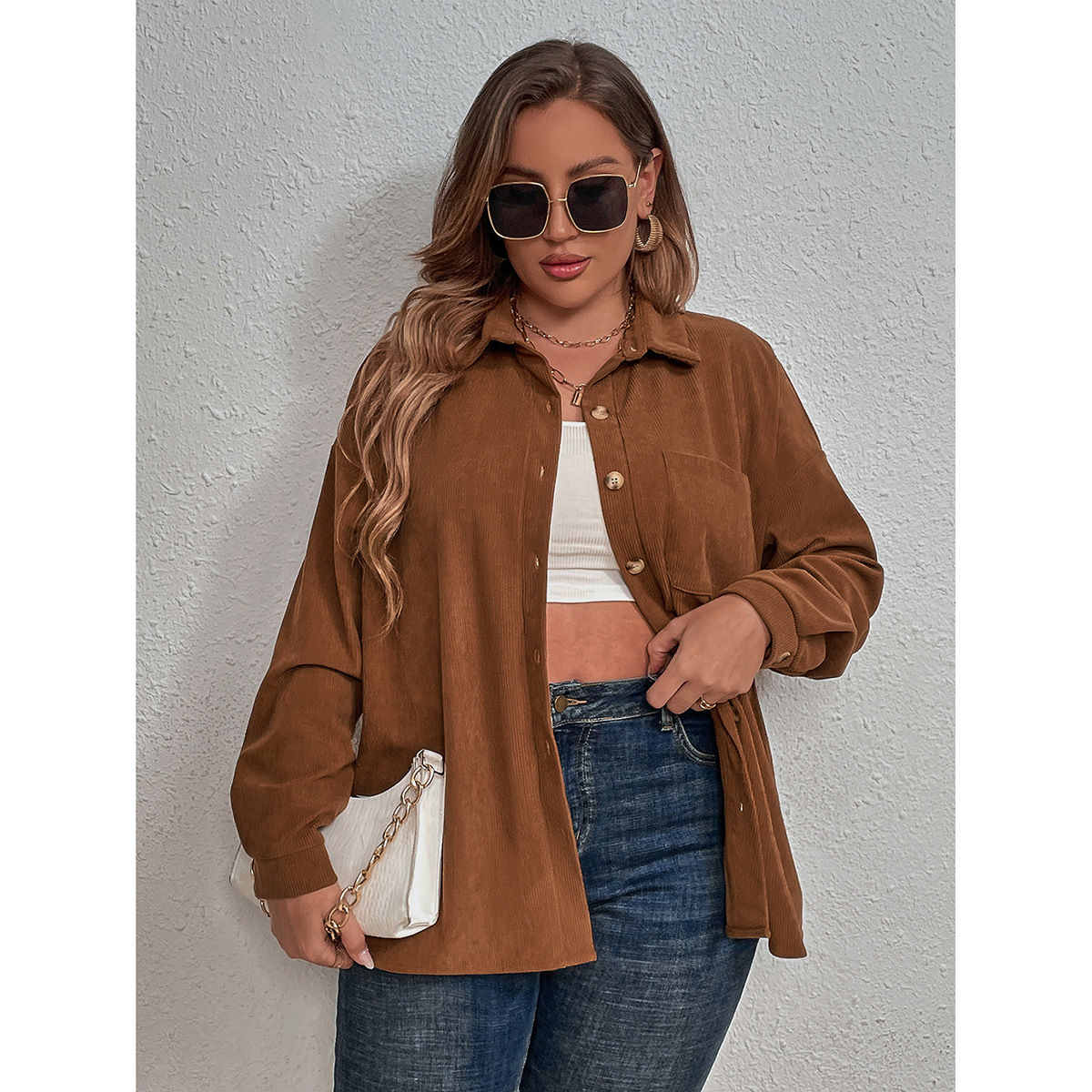 Women's large size women's clothing long-sleeved shirt for women_voghion.com