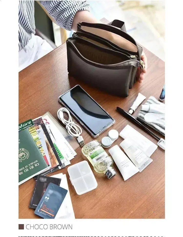 Stor kapacitet Kosmetisk hudvårdsprodukt Läppstift Necessär Makeup Organizer Case Mesh 3 lager Resetvättförvaring_voghion.com