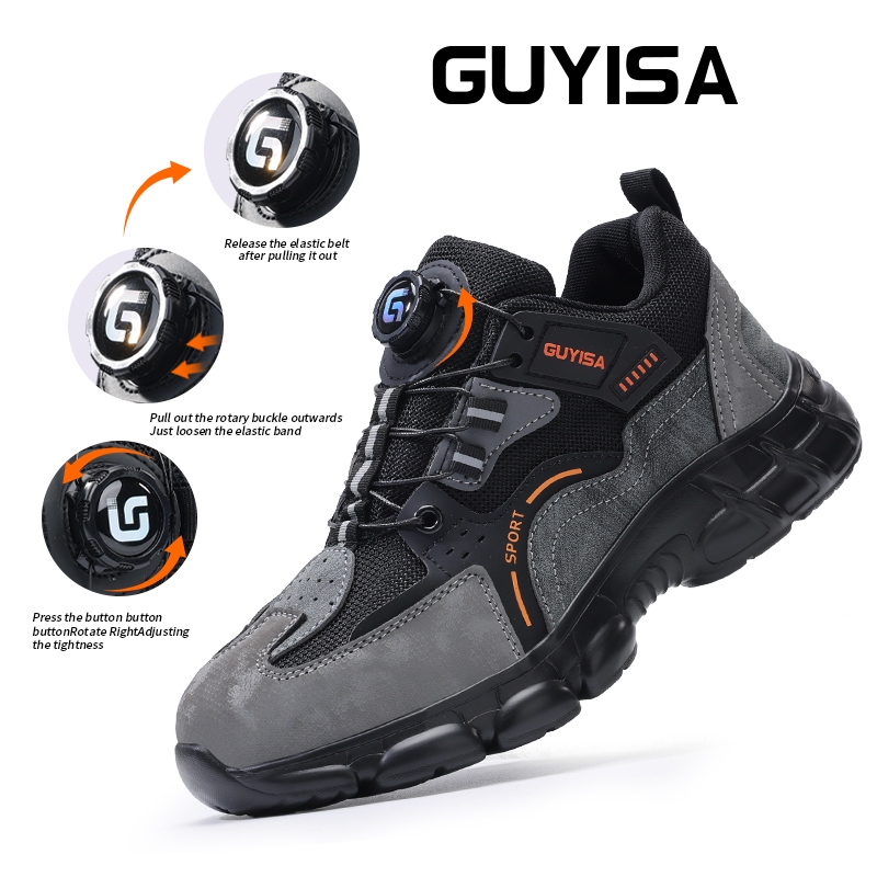 GUYISA Safety Shoes Steel Toe Men's Work Shoes Light Fashion&comfortable Grey 5021 39-46_voghion.com