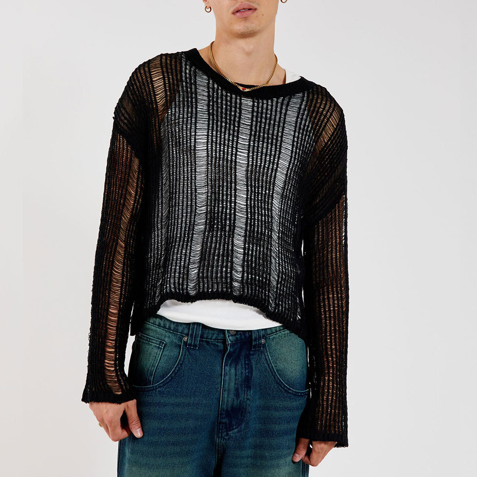 Men's Knit Tops Long Sleeve Versatile Stretch Sweater For Men_voghion.com
