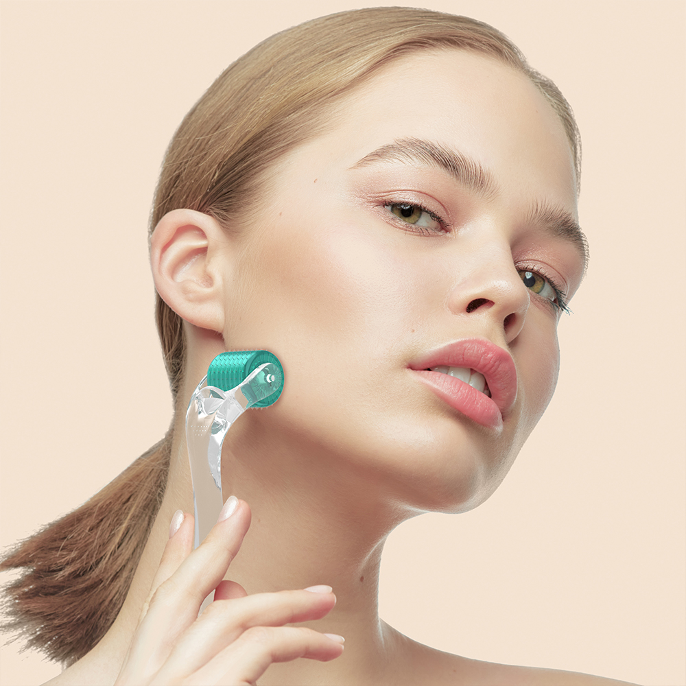 Roller Derma pentru creșterea părului DRS 192 ace rolă cu microace pentru îngrijirea pielii feței creșterea bărbii microneedling Dermaroller_voghion.com