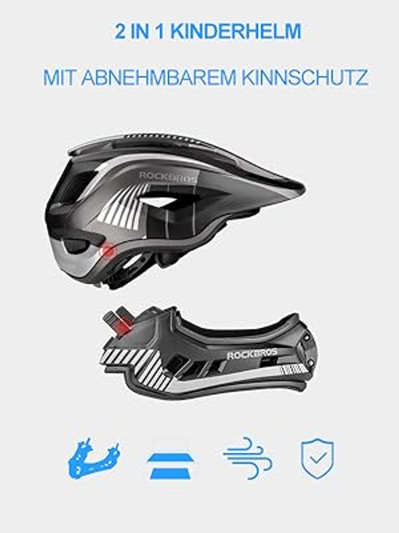 ROCKBROS Fahrrad Kinderhelm Integralhelm Schutzhelm Antischweiß Trenr 48-58CM_voghion.com