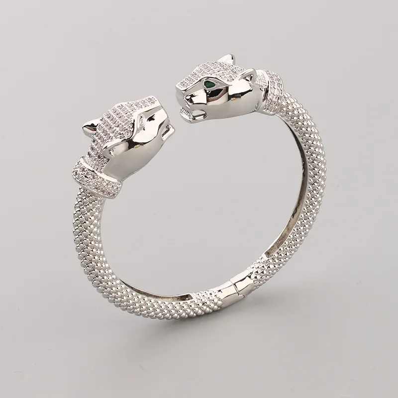 Breiter Goldsplitter Leopard Diamant Armreif Armbänder Kette Liebe Designer für Frauen Männer offenes Paar Modedesigner Hochzeit_voghion.com
