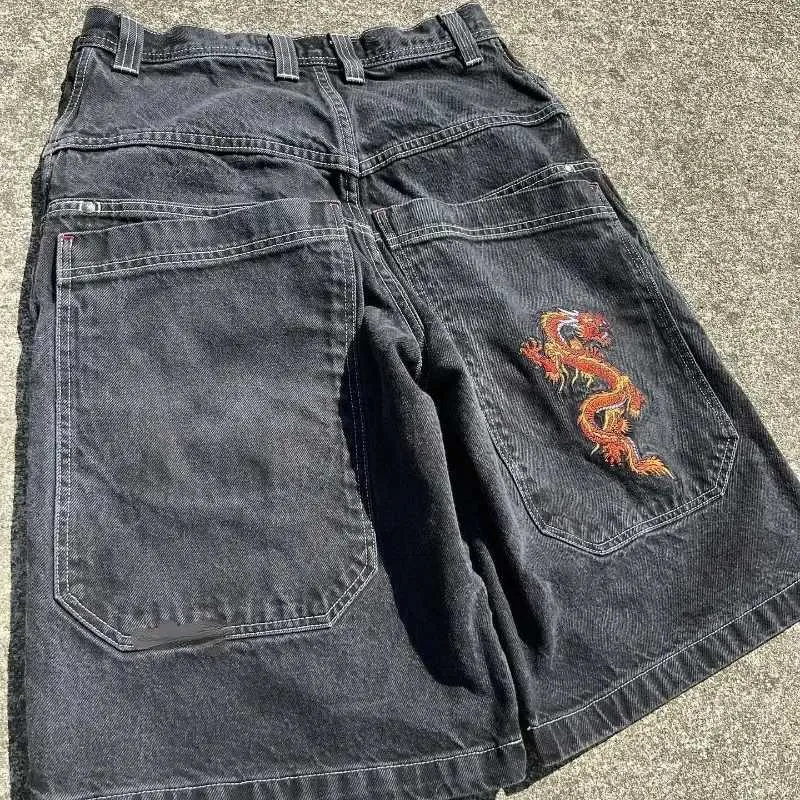 Y2K Baggy Gothic American Streetwear Pocket Printing Denim Gym Hip Hop Men Women Haruku Basketball Shorts X250220_voghion.com