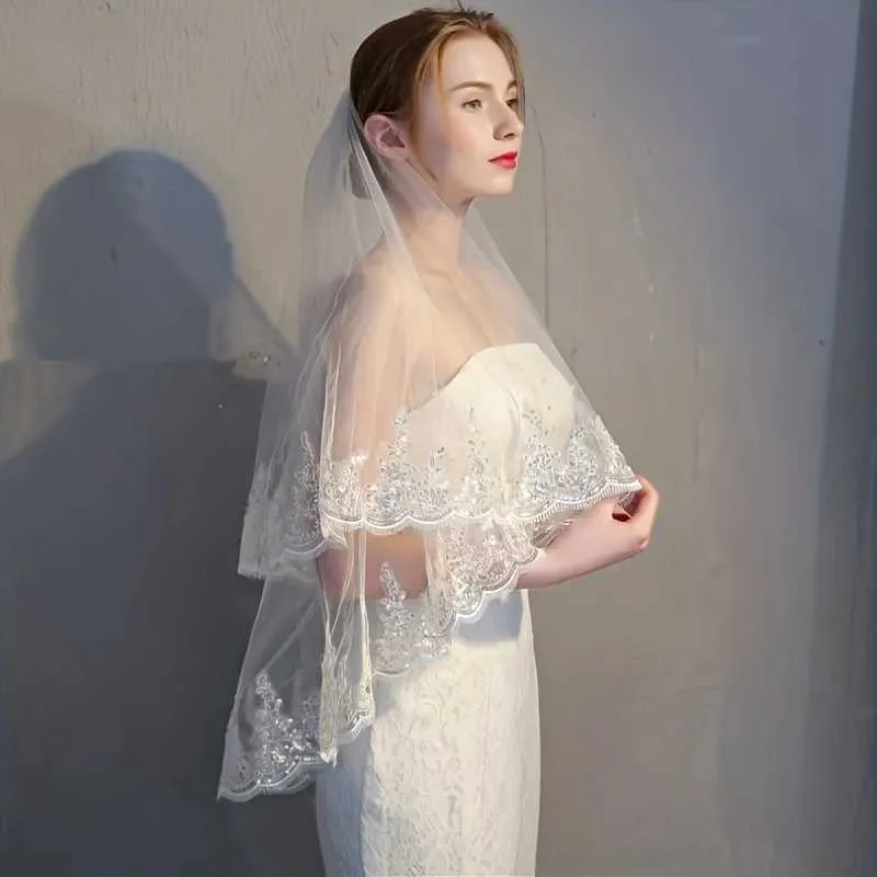 Gioielli per capelli da sposa, corti, a doppio strato, con pellicola lucida, accessori per foto, copricapo soffice da sposa_voghion.com