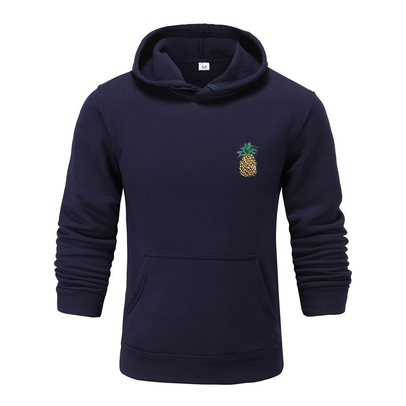 Sügise ja talve noorte kapuutsiga ananassiprindiga meeste pullover vabaaja kapuutsiga_voghion.com