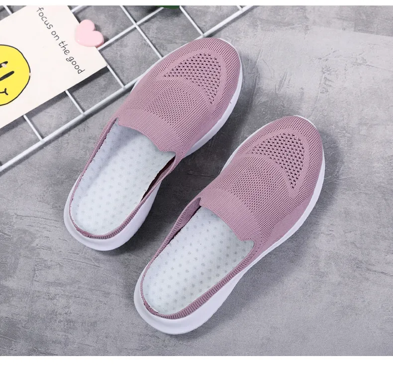2022 NEW Mesh Slip-On Shoes Sneakers Women Summer Casual Slippers Lightweight Big Size Breathable_voghion.com