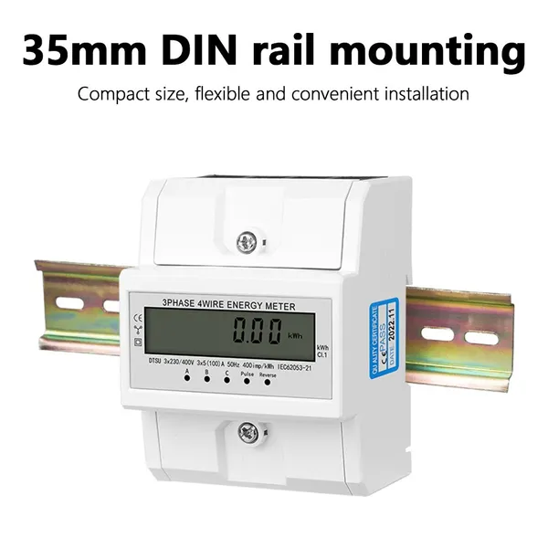Contatore elettrico trifase 100A 230/400V a 4 fili per montaggio su guida DIN, certificato, nuovo._voghion.com