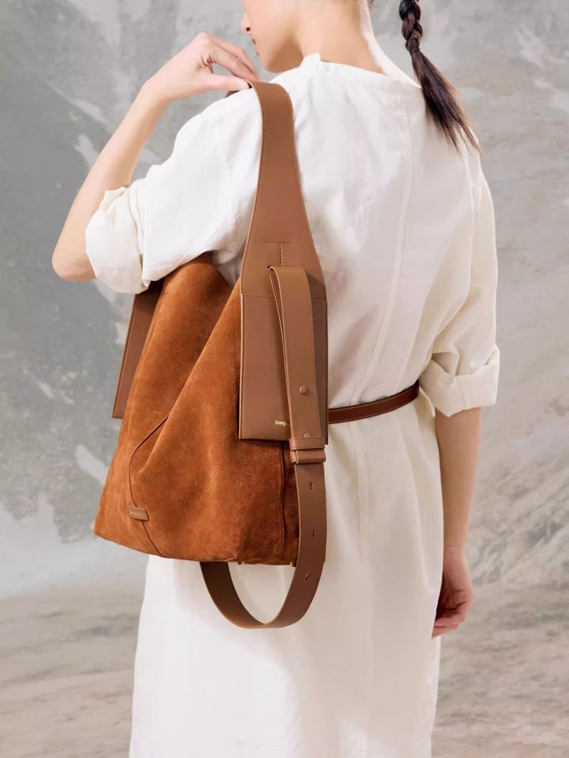 Songmont Mountain Pine Suede Tote Bag And Shoulder Bag Set_voghion.com