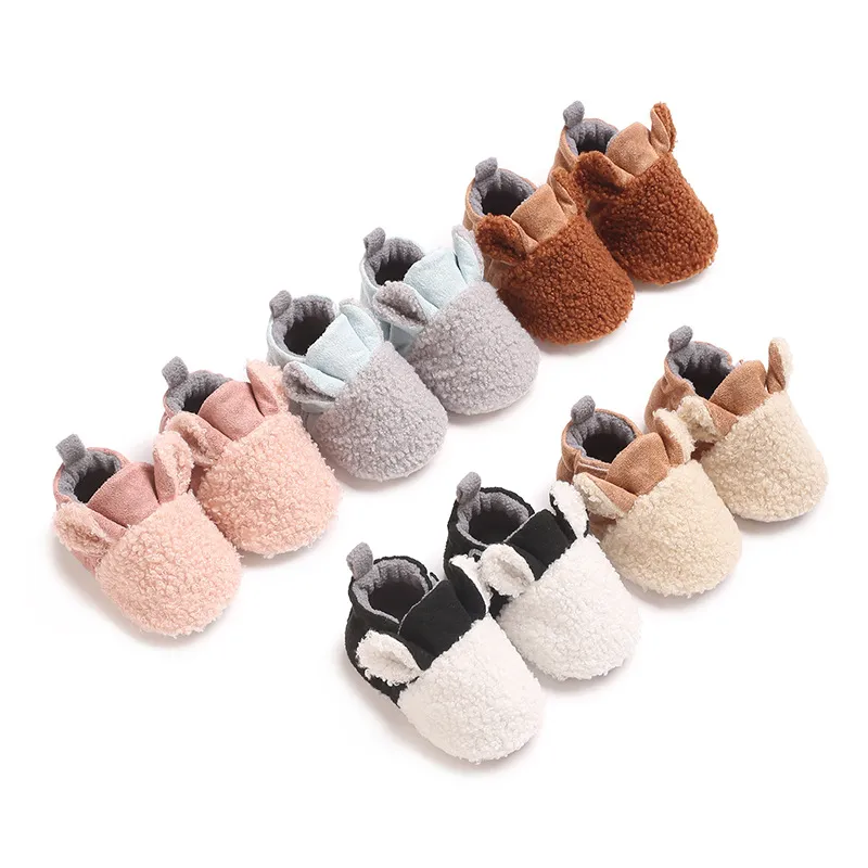 Süße Neugeborene mit Ohr Kleinkind Baby Crawg Jungen Mädchen Lamm Slipper Prewalker Trainer Winter Säugling warme Schuhe_voghion.com