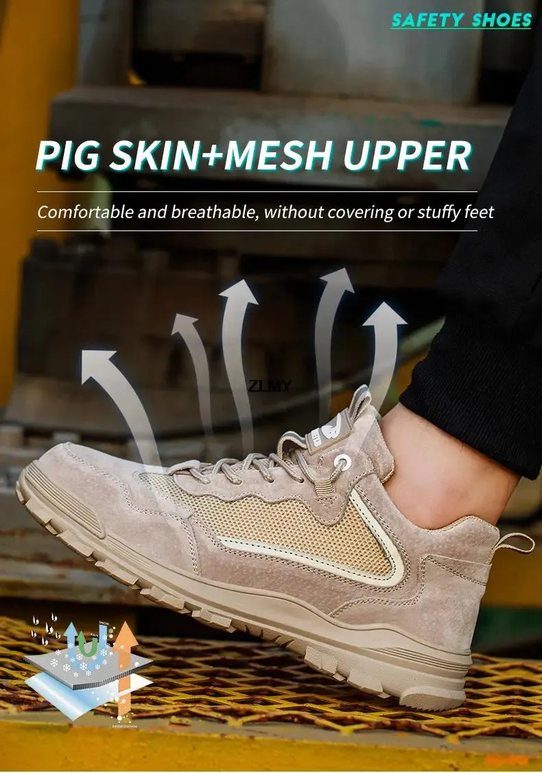 Chaussures de sécurité pour hommes, sans embouts métalliques, embouts en plastique, isolées, 6 kV, réfléchissantes, 250402_voghion.com