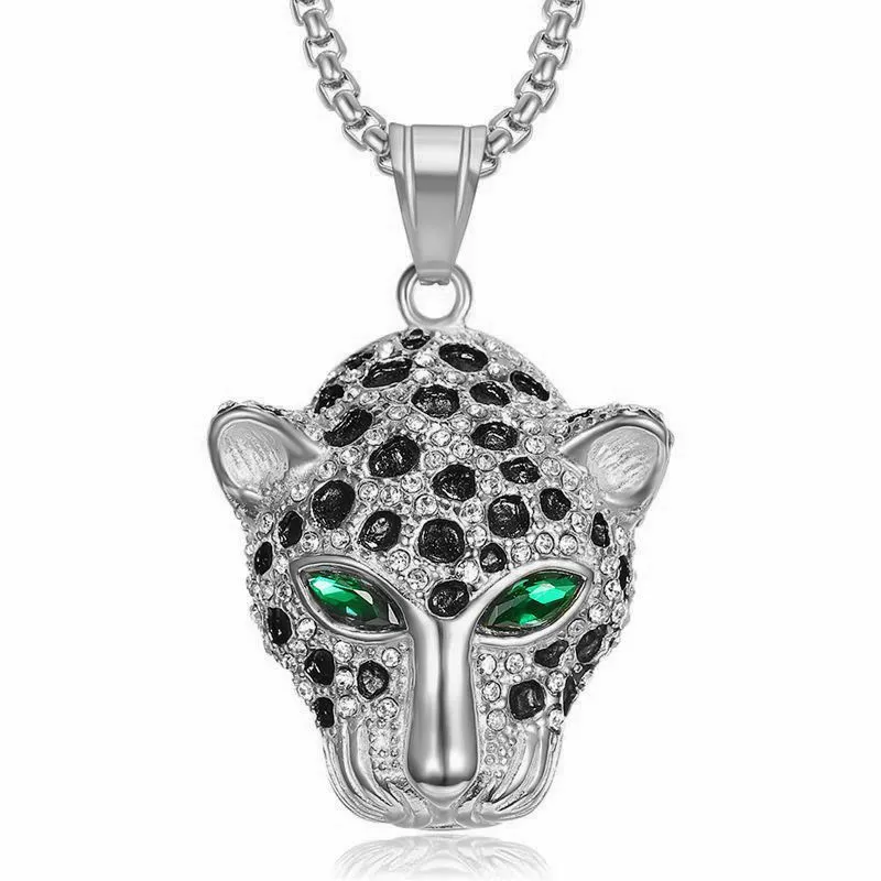 Collier avec pendentif tête de léopard Hip Hop Cool cadeau pour hommes en acier titane plaqué or bijoux rap_voghion.com