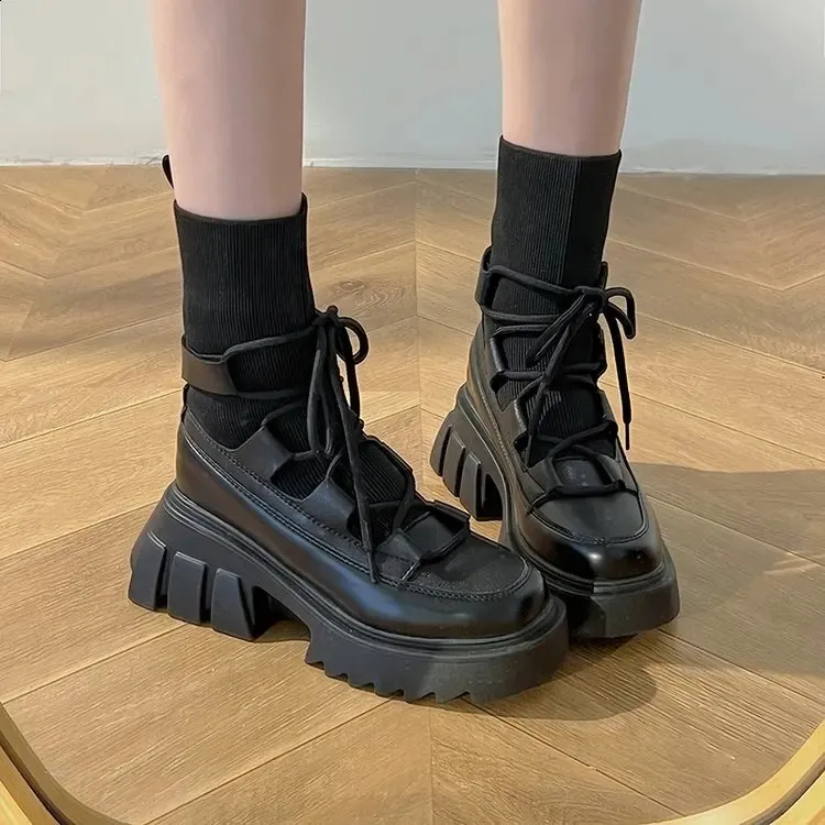 Mesh-Plateauschuhe, modisch, dickbesohlte Knöchel, bequemer Schnee für Damen, Botas de Mujer, Stiefel 240904_voghion.com