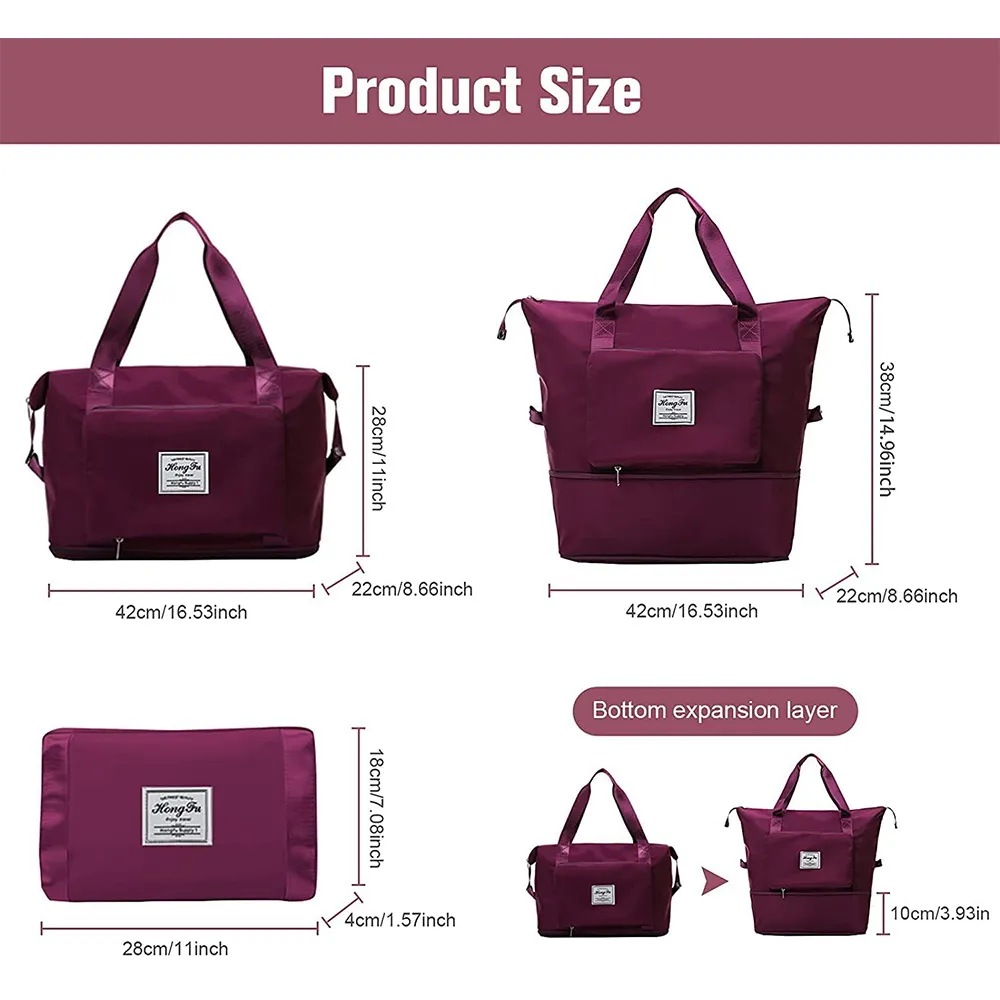 Shoulder Travel Bag Lage Organizer Large Capacity Foldable Duffle Handbags Women Training Gym Yoga Camping Daily Storage_voghion.com