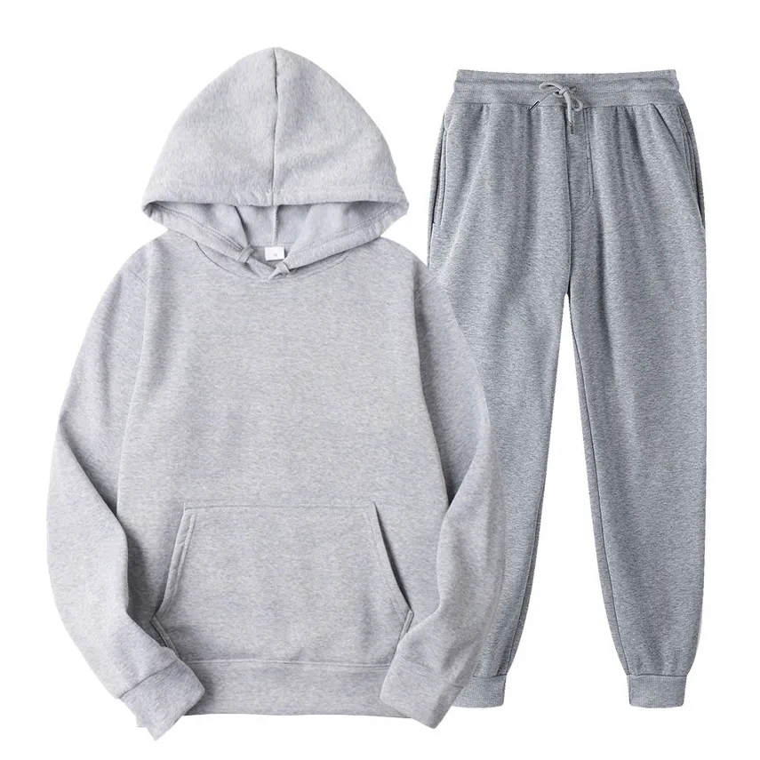 Men's Tracksuits Blank Fleece Sweatpants And Hoodie Set Unisex Jogging Suits Sweatsuit Men Joggers For Chandals Para_voghion.com
