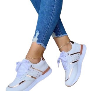 Sports shoes women's large size thick bottom color matching  casual low top sports shoes in stock_voghion.com